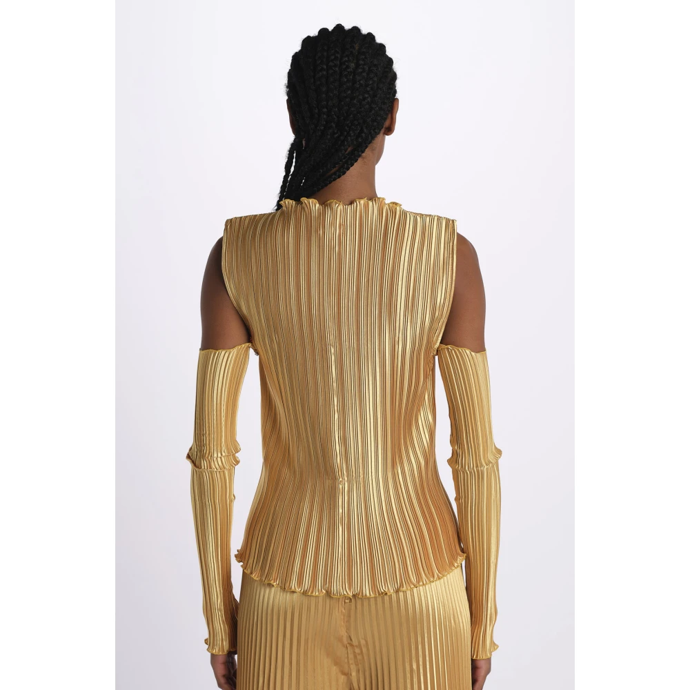 L'idée Gouden Geplooide Top met Afneembare Mouwen Yellow Dames