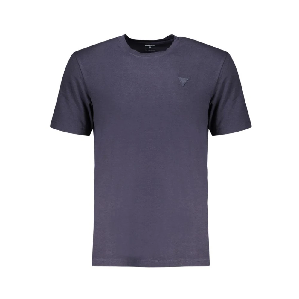 Guess Men's Blue Cotton T-Shirt With Textile Detail - T-Shirts - 2XL - Tops