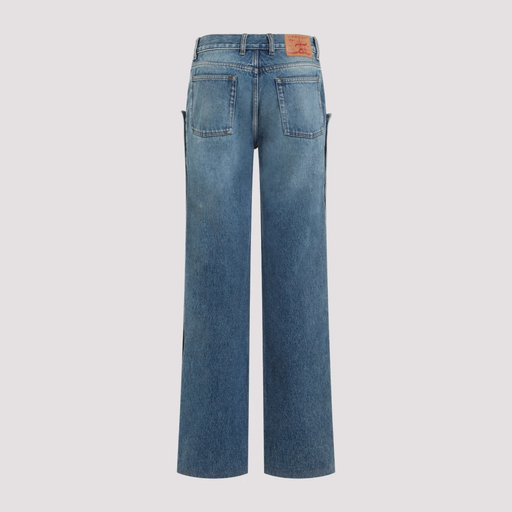 Y Project Vintage Blauwe Katoenen Snap Off Jeans Blue Dames