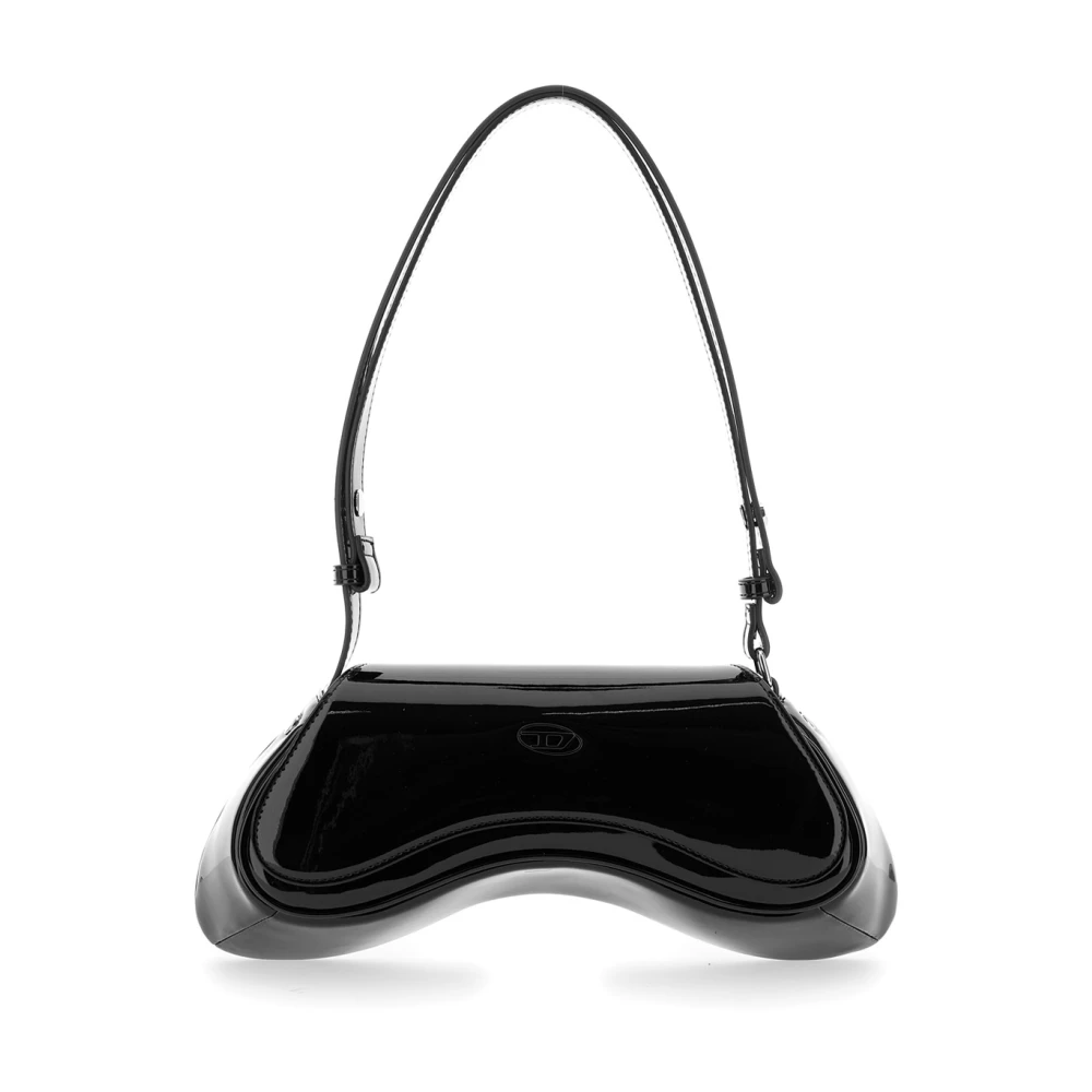 Diesel Zwarte schoudertas met ovaal D-logo Black Dames