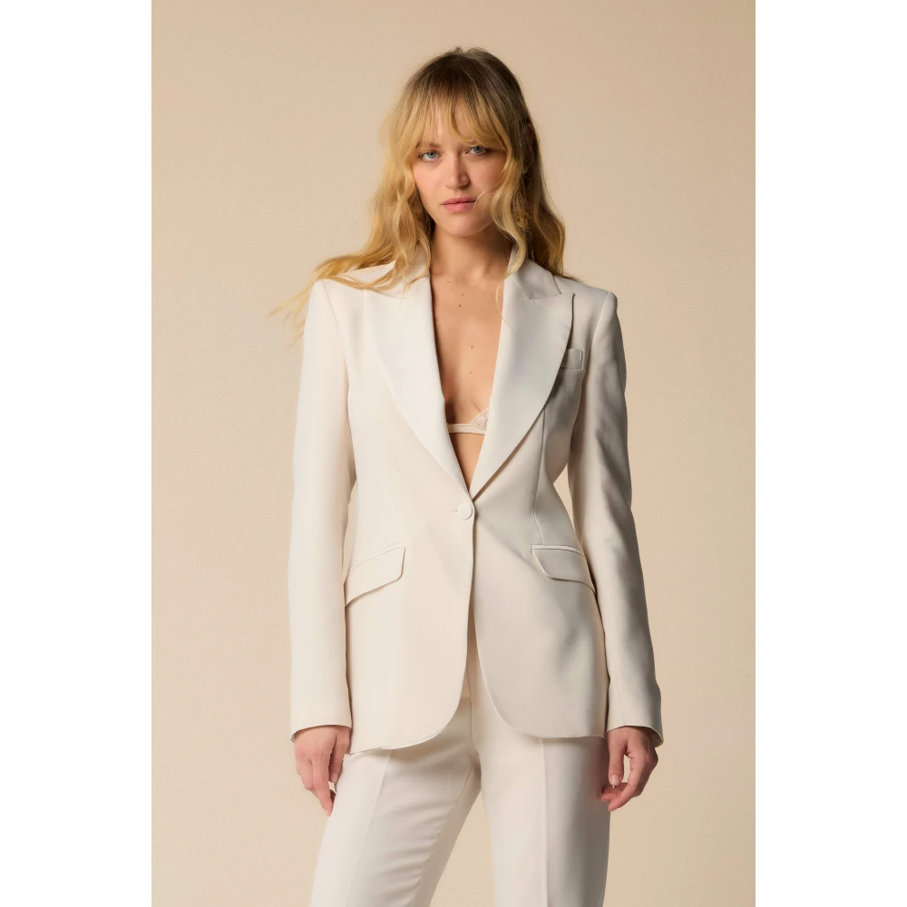 Kocca Elegant Ivory Single-Button Suit Jacket White Dames