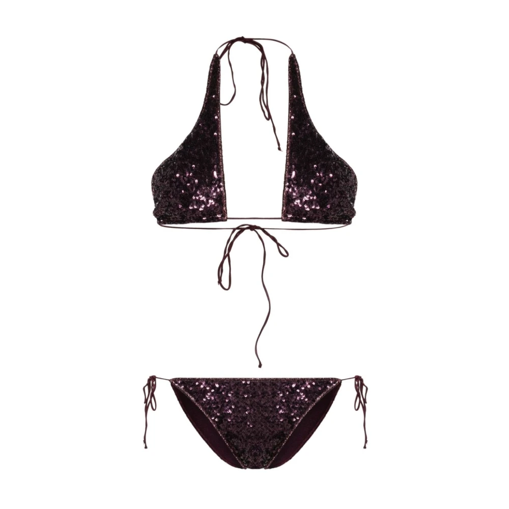 Oseree Pruim Paarse Paillet Halternek Bikini Set Purple Dames