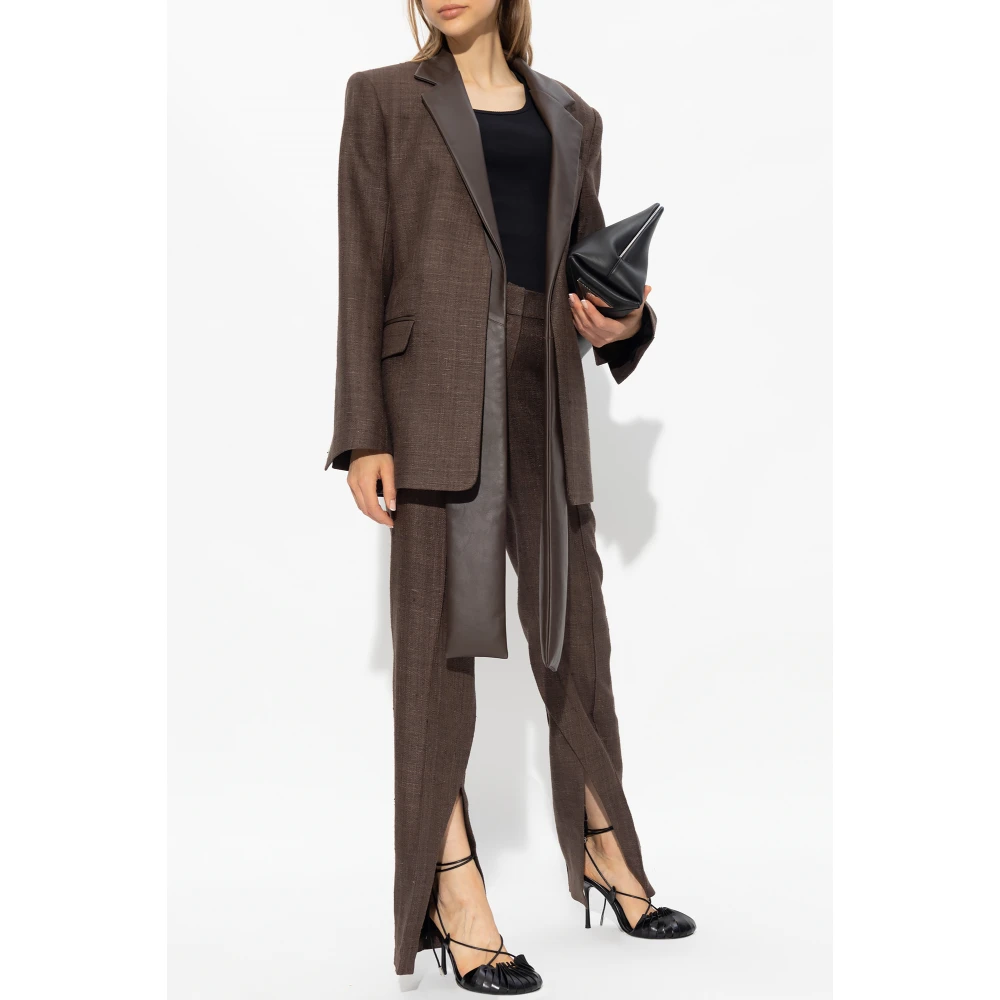 The Mannei Newport blazer met leren kraag Brown Dames