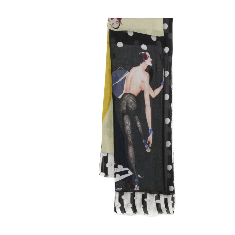 Faliero Sarti MultiColour Schetsstijl Print Sjaal Multicolor Dames