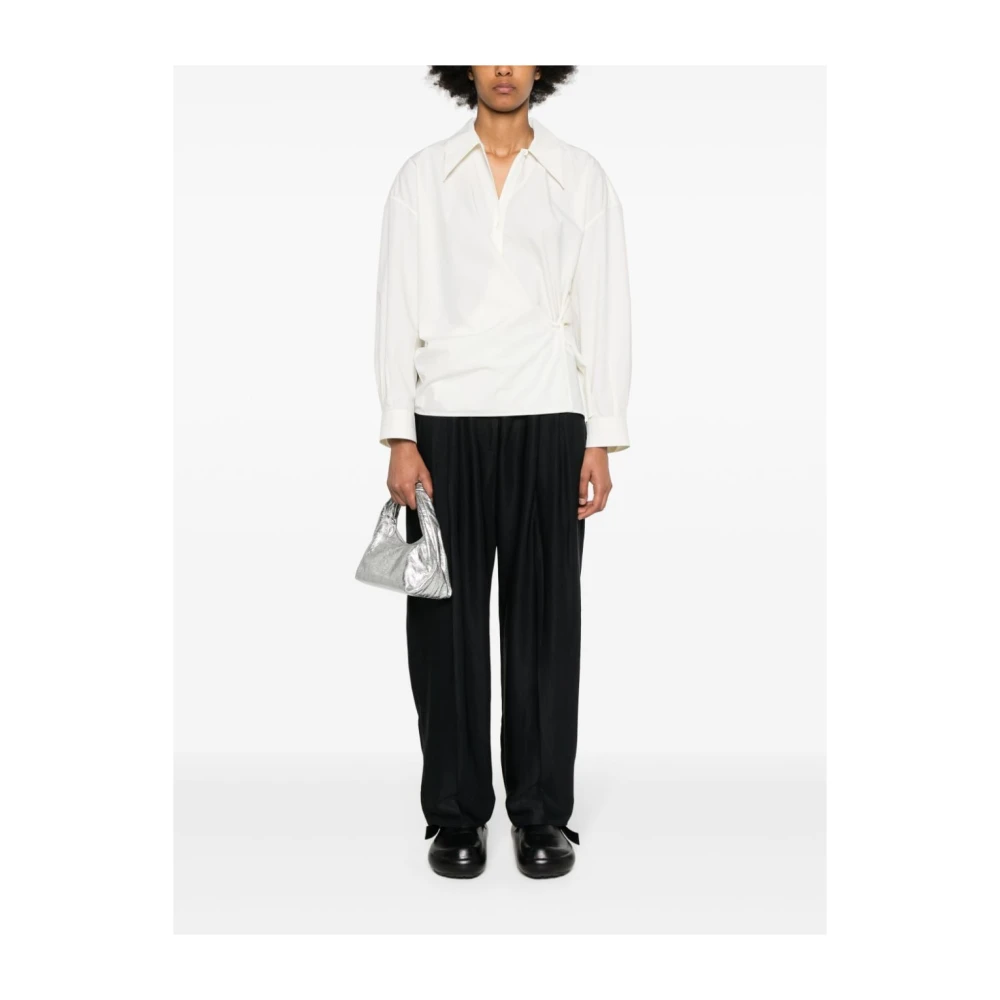 Studio Nicholson Blauwe Hoge Taille Broek met Plooien Blue Dames