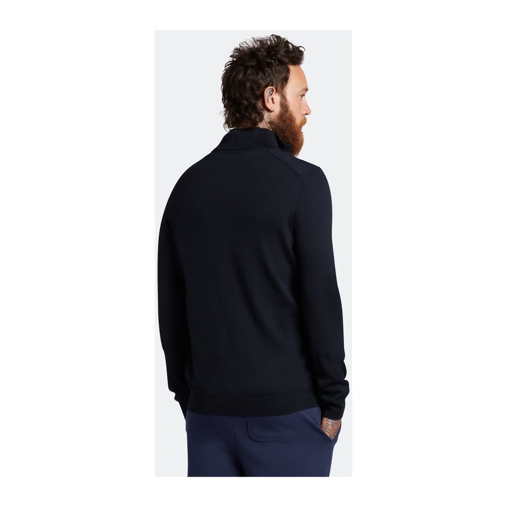 Lyle & Scott Merino Mix Golf Core Zip Gebreide Trui Blue Heren