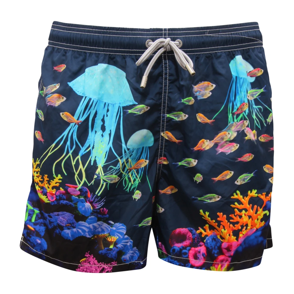 Mc2 Saint Barth Multicolor Beachwear, Male, L, Gustavia Placed Print Jellyfish Swimsuit
