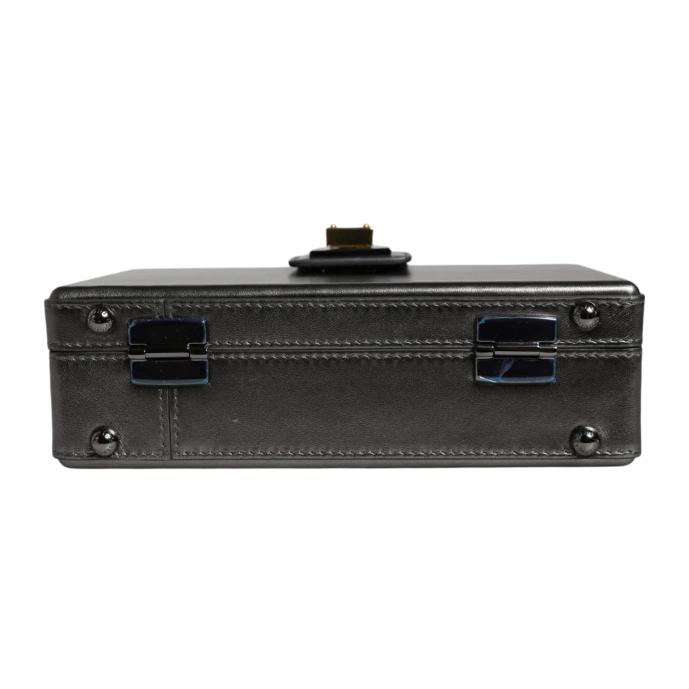 Dolce & Gabbana Metallic Grey Leren Schoudertas met Kettingriem Gray Dames