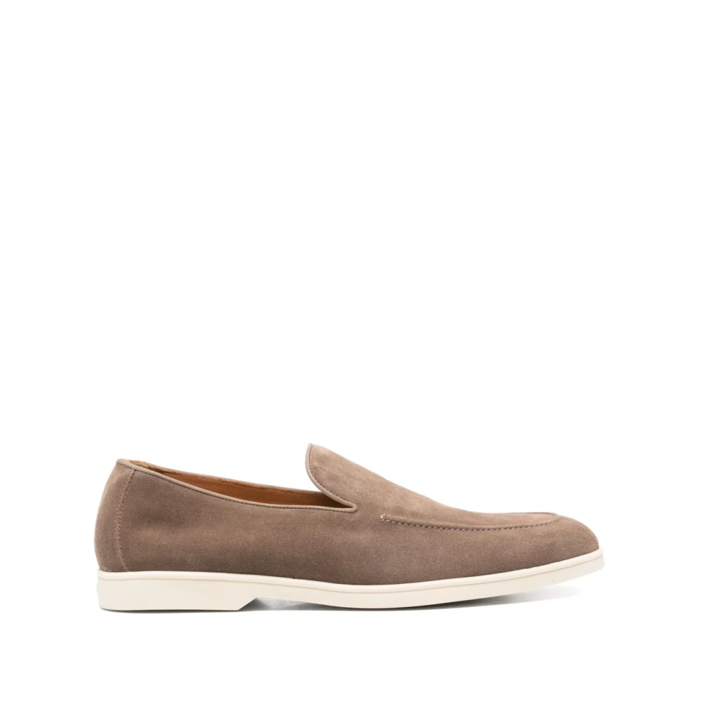Doucal's Men's Brown Loafers, 9 Uk, Taupe Leather Flat Shoes