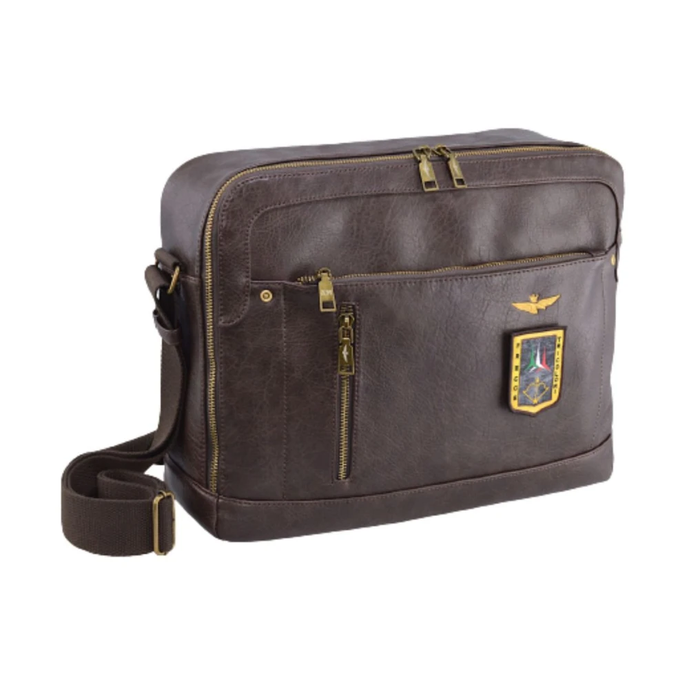 Aeronautica militare Mannen Logo Werk Tas Brown Heren