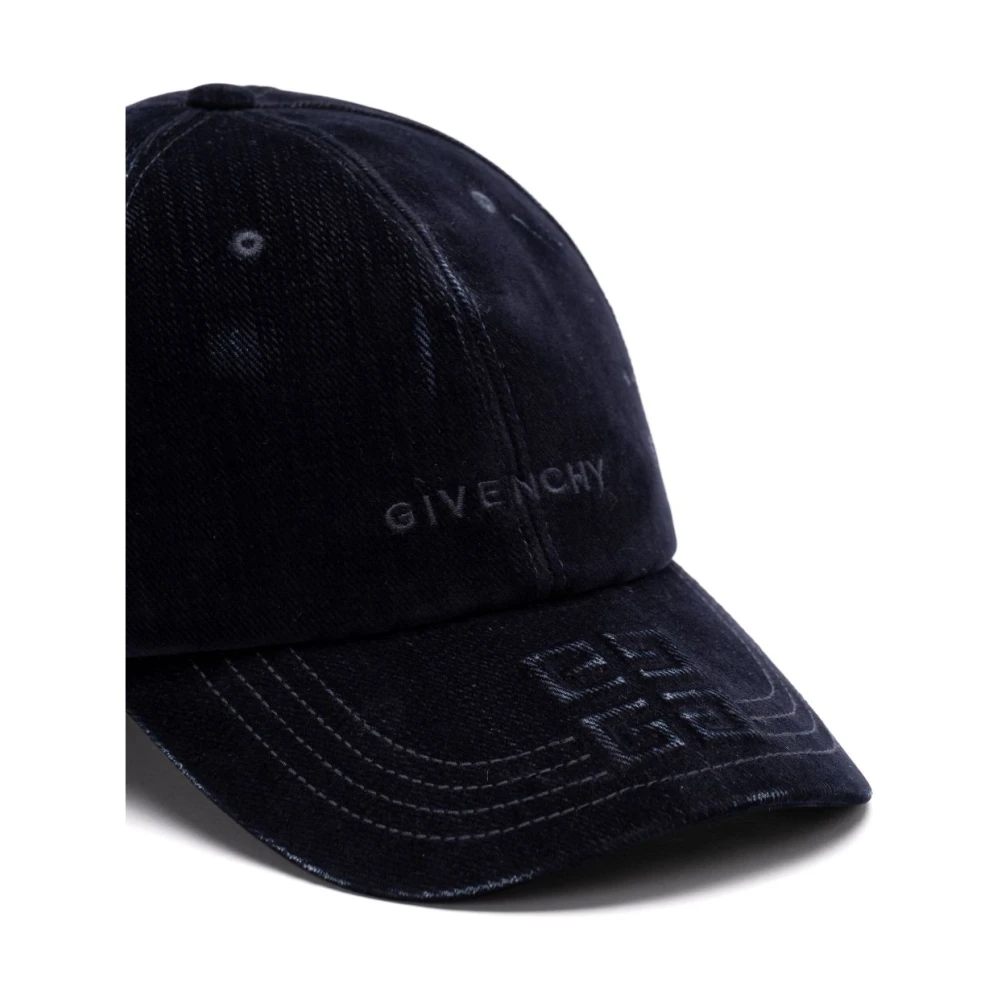 Givenchy Blauw Geborduurd Logo Gebogen Top Hoed Blue Heren