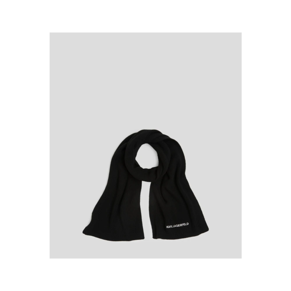 Karl Lagerfeld Zwarte Lange Sjaal met Essential Logo Black Unisex