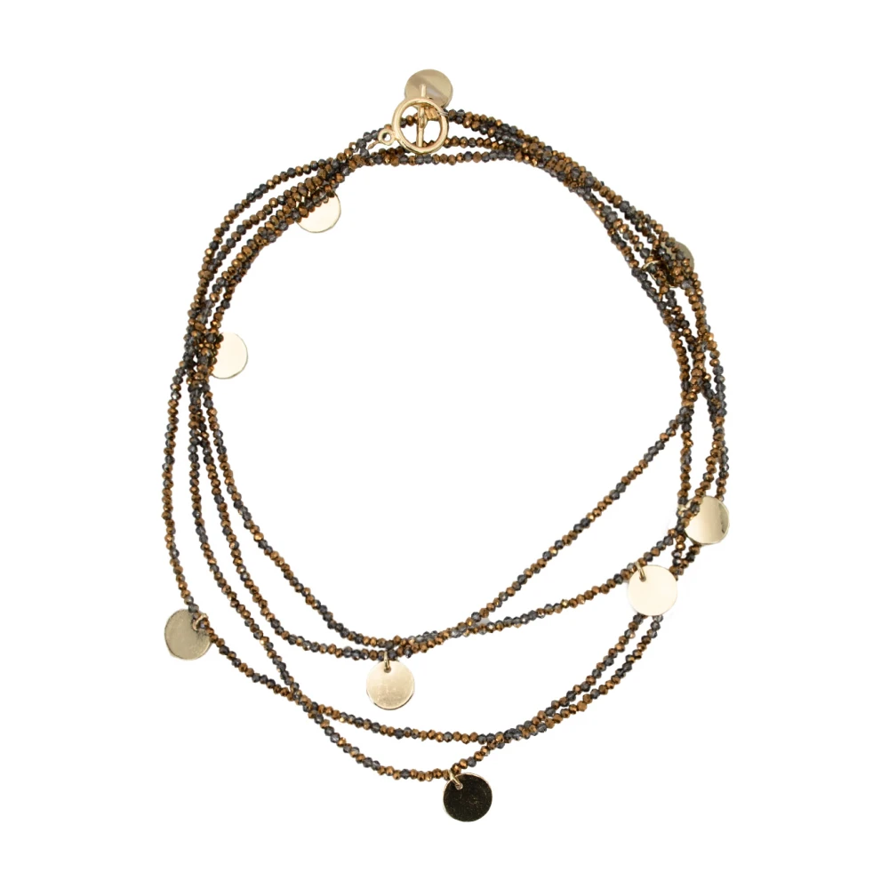 Le Tricot Perugia Elegant Halsband med Glas Kristaller Yellow, Dam