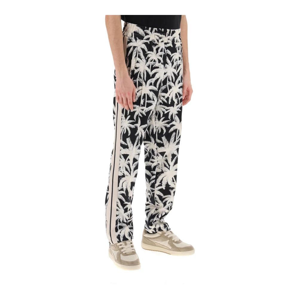 Palm Angels Joggers met palmprint en zijstrepen Black Heren