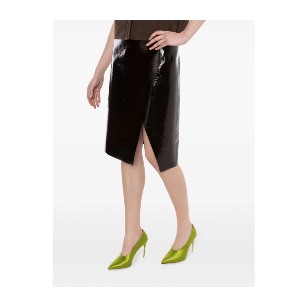 Philosophy di Lorenzo Serafini Bruine Wol Wrap Midi Rok Brown Dames