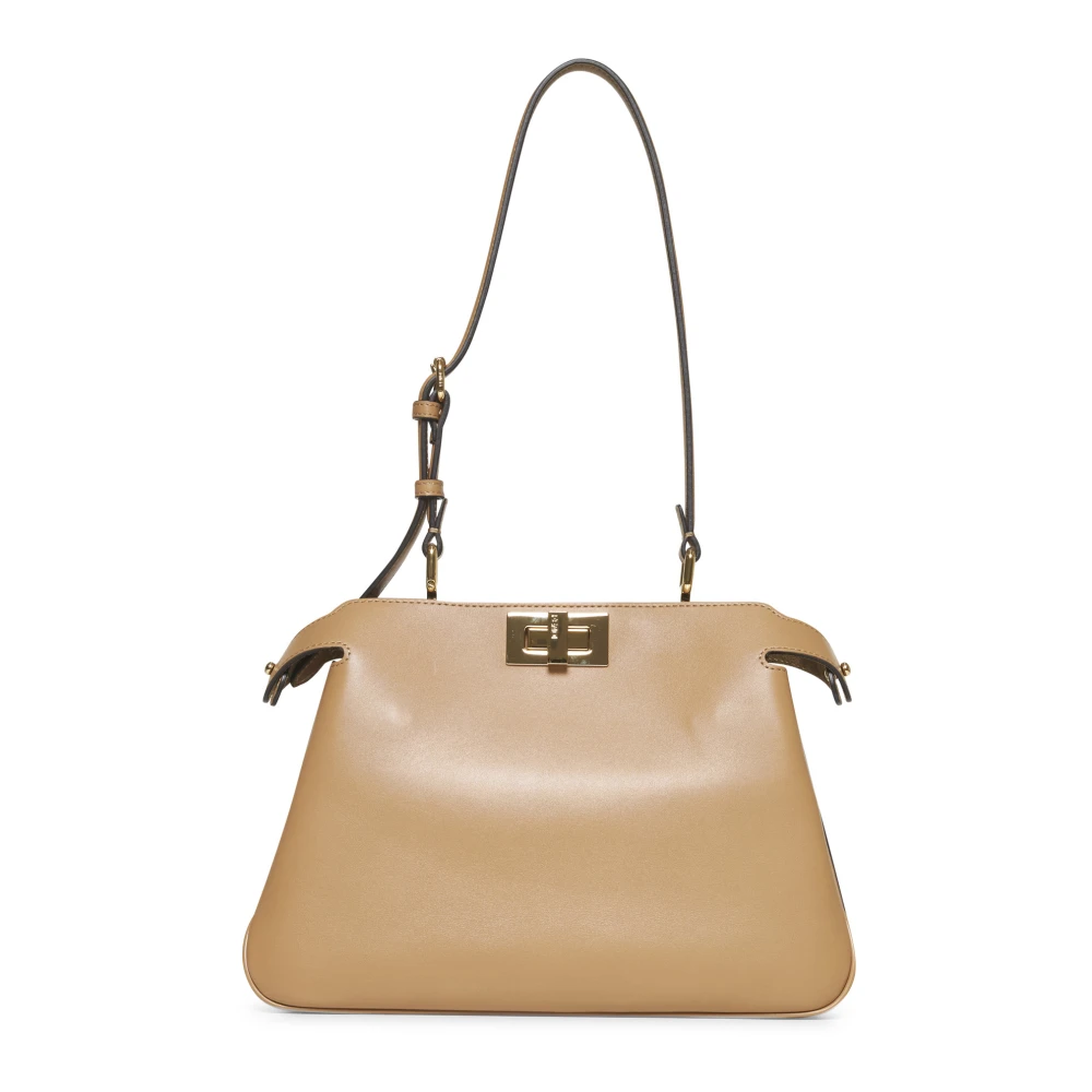 Fendi Beige leren handtas met draaislot Beige Dames
