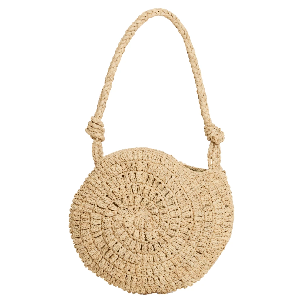 Ibeliv Beige Shoulder Bags, Female, One Size, Isula Round Raffia Bag