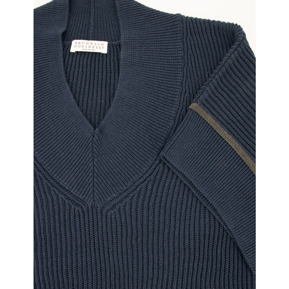 BRUNELLO CUCINELLI Casual Katoenen T-shirt met Iconische Borduursels Blue Dames
