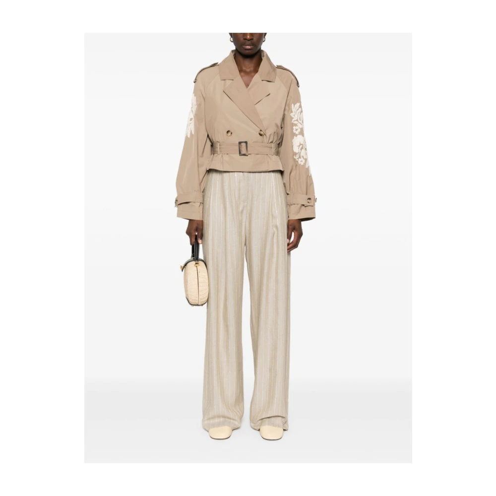Ermanno Scervino Beige Bloemen Geborduurde Jas Beige Dames