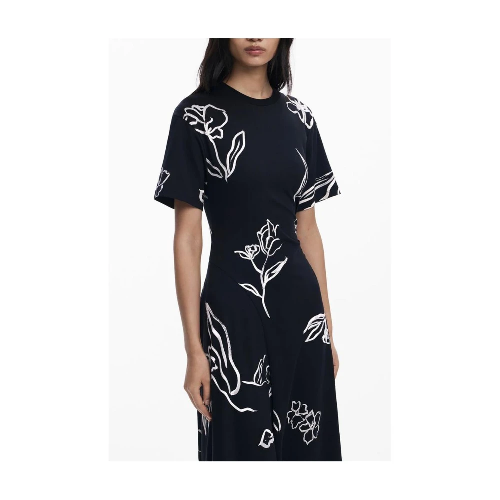 Desigual Women's Black Midi Dresses, Xs, Elegant Cotton Midi Dress