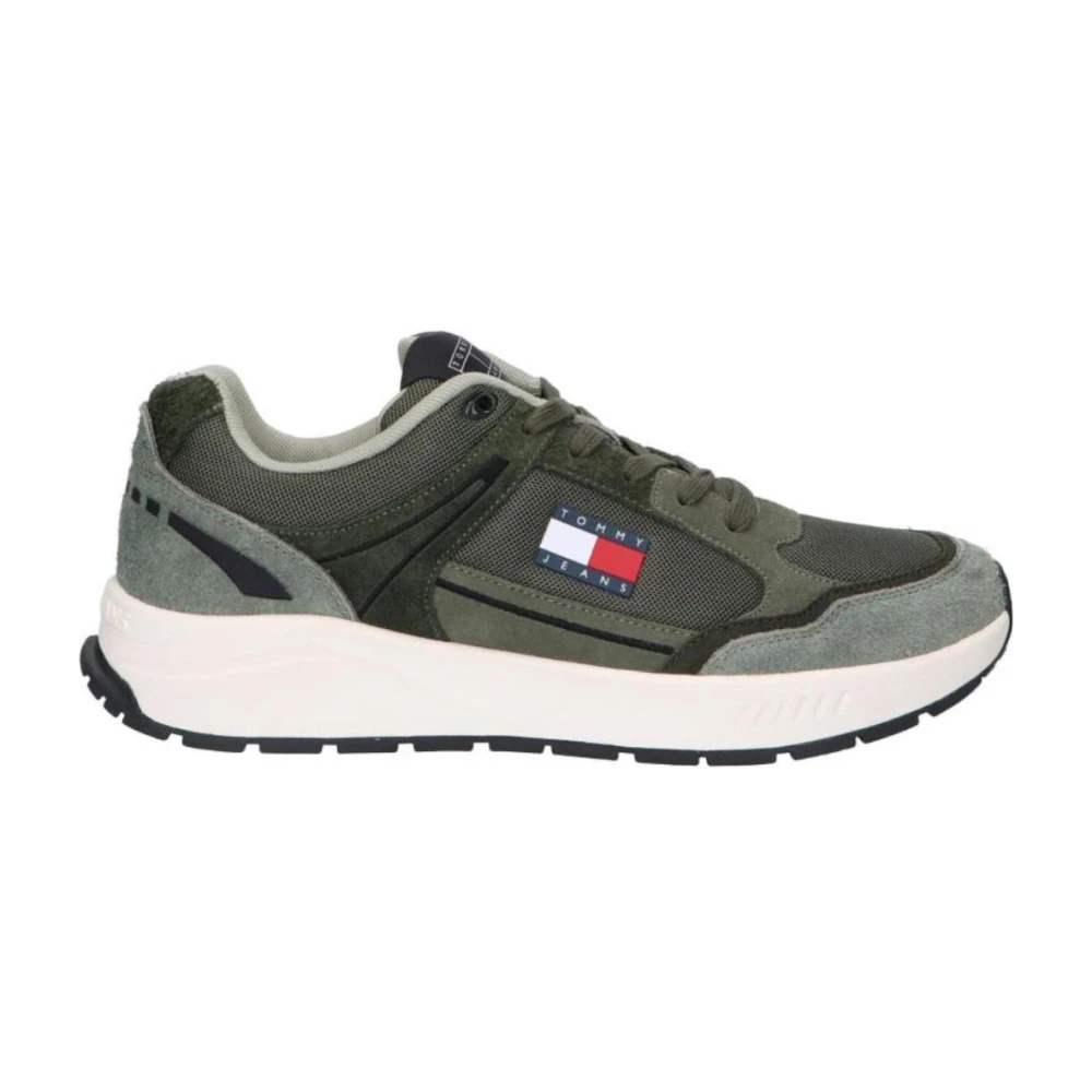 Tommy Hilfiger Men's Green Sneakers, 9 Uk, Stylish Runner Trainers
