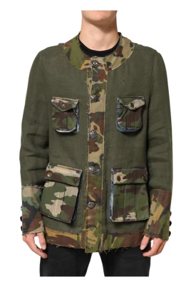 Camouflage Linen Button Down Jacket