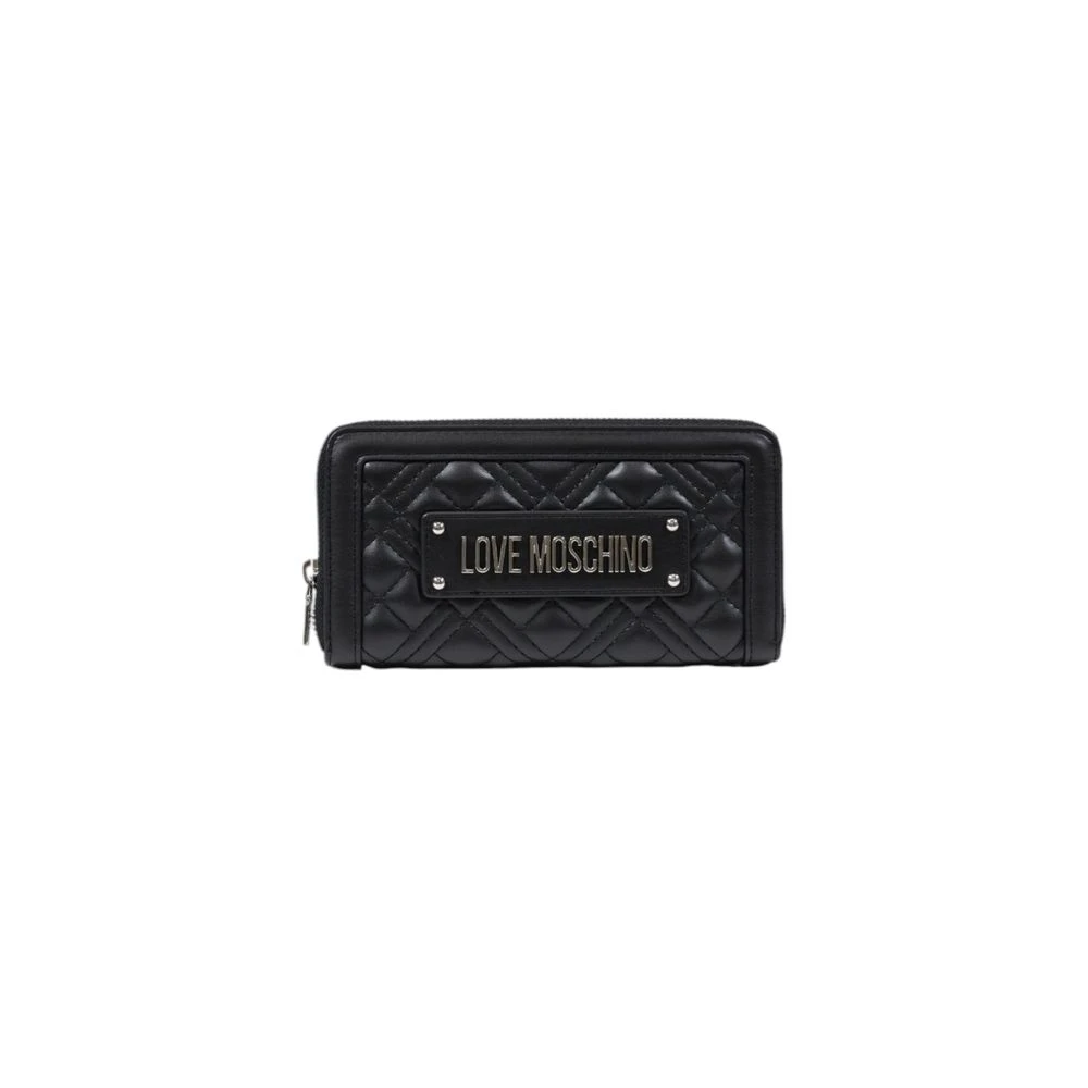 Love Moschino Zwarte Portemonnee Lente Zomer Collectie Polyurethaan Black Dames