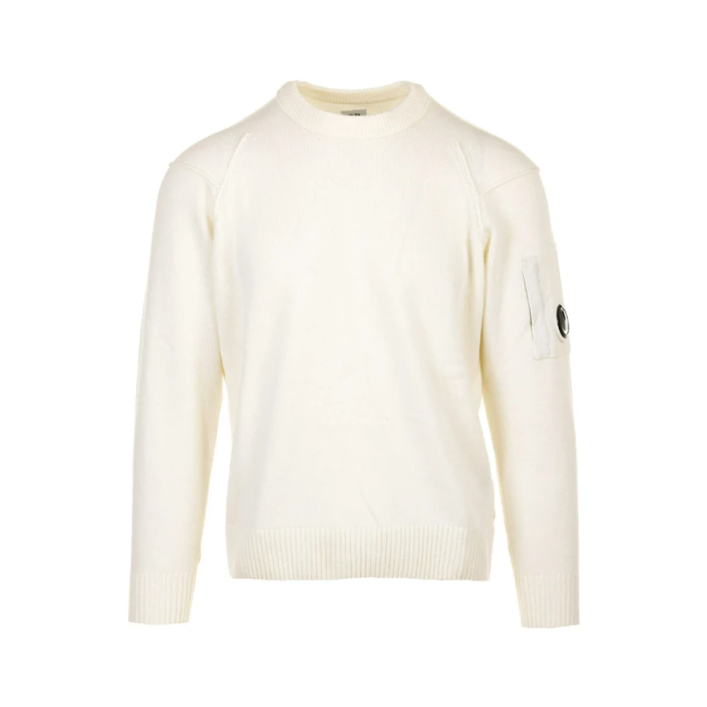 C.P. Company Witte Wollen Blend Ribgebreide Trui White Heren