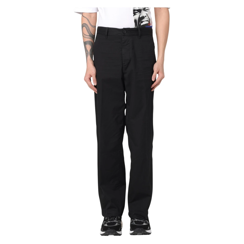 Dsquared2 Mannelijk Zwart Broeken Heren, M, Zomer Loose Chino Broek