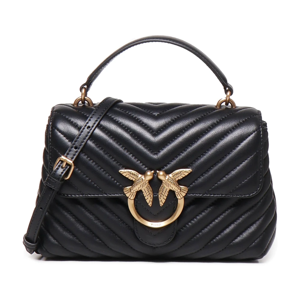 Pinko Gestikt Chevron Love Birds Schoudertas Black Dames