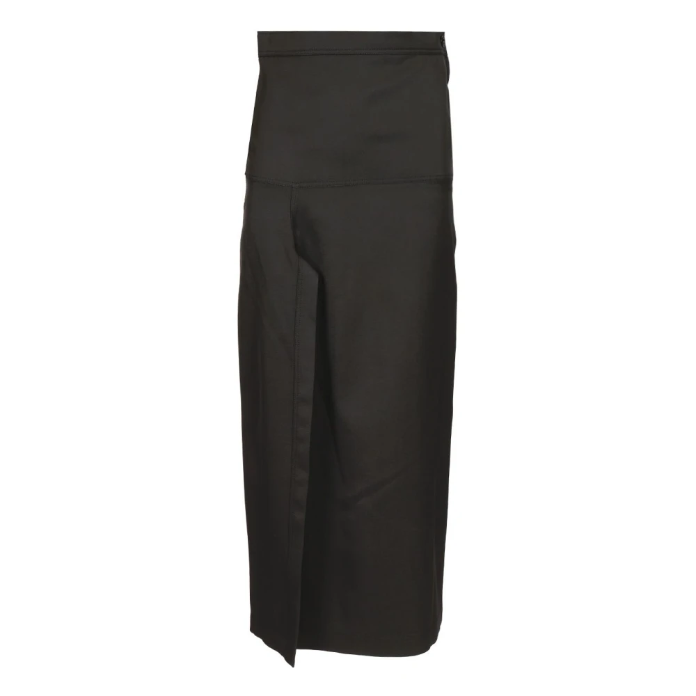 Lemaire Black Midi Skirts, Female, 2XS, Wool Blend Panelled Midi Skirt