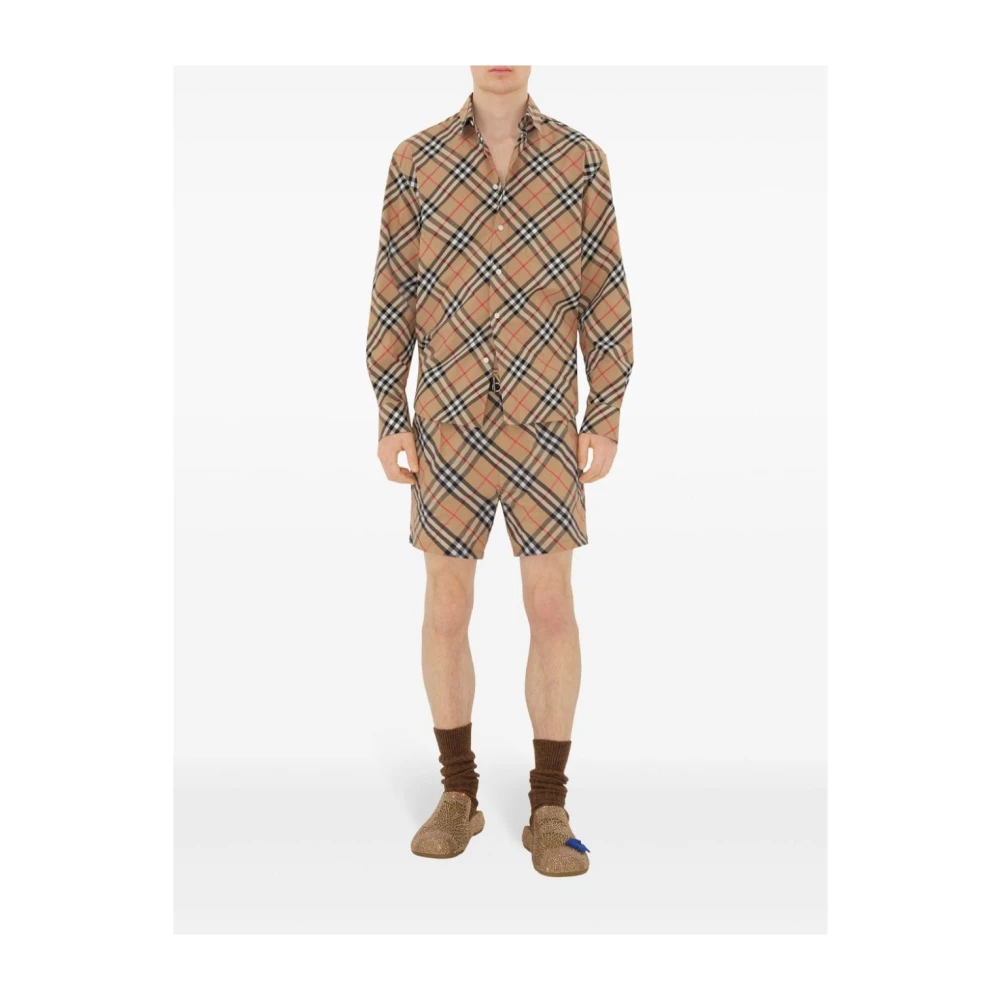Burberry Beige Check Swim Shorts Beige Heren