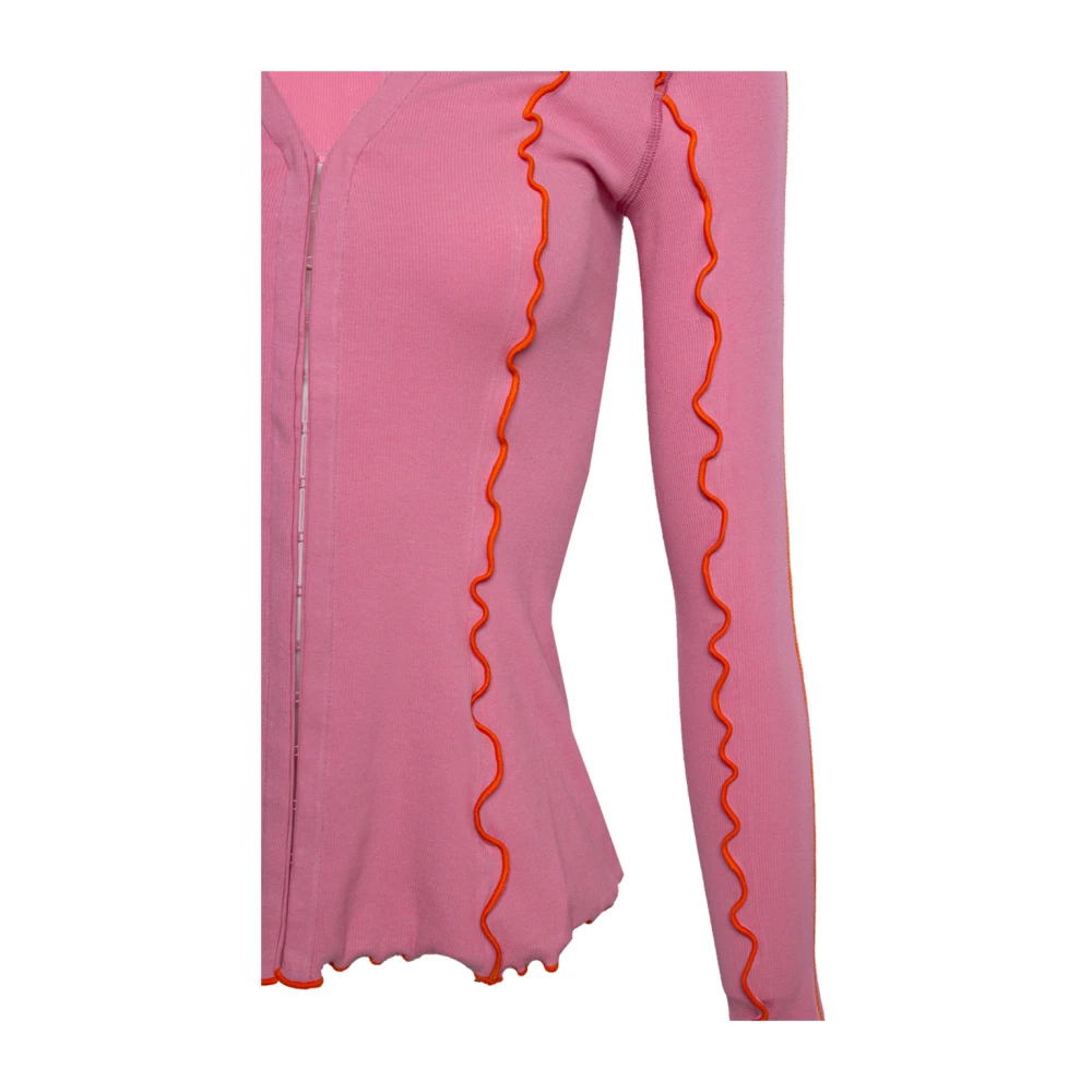 Diesel Stretch-katoenen cardigan met geborduurd logo Pink Dames