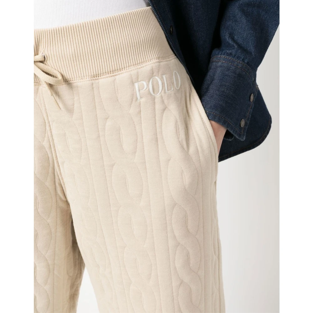 Polo Ralph Lauren Gewatteerde Logo Broek Room Broek Beige Dames