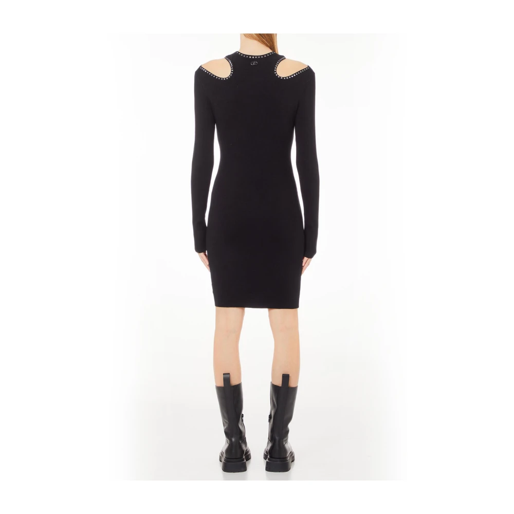 Liu Jo Zwarte Gebreide Mini Jurk Elegante Stijl Black Dames