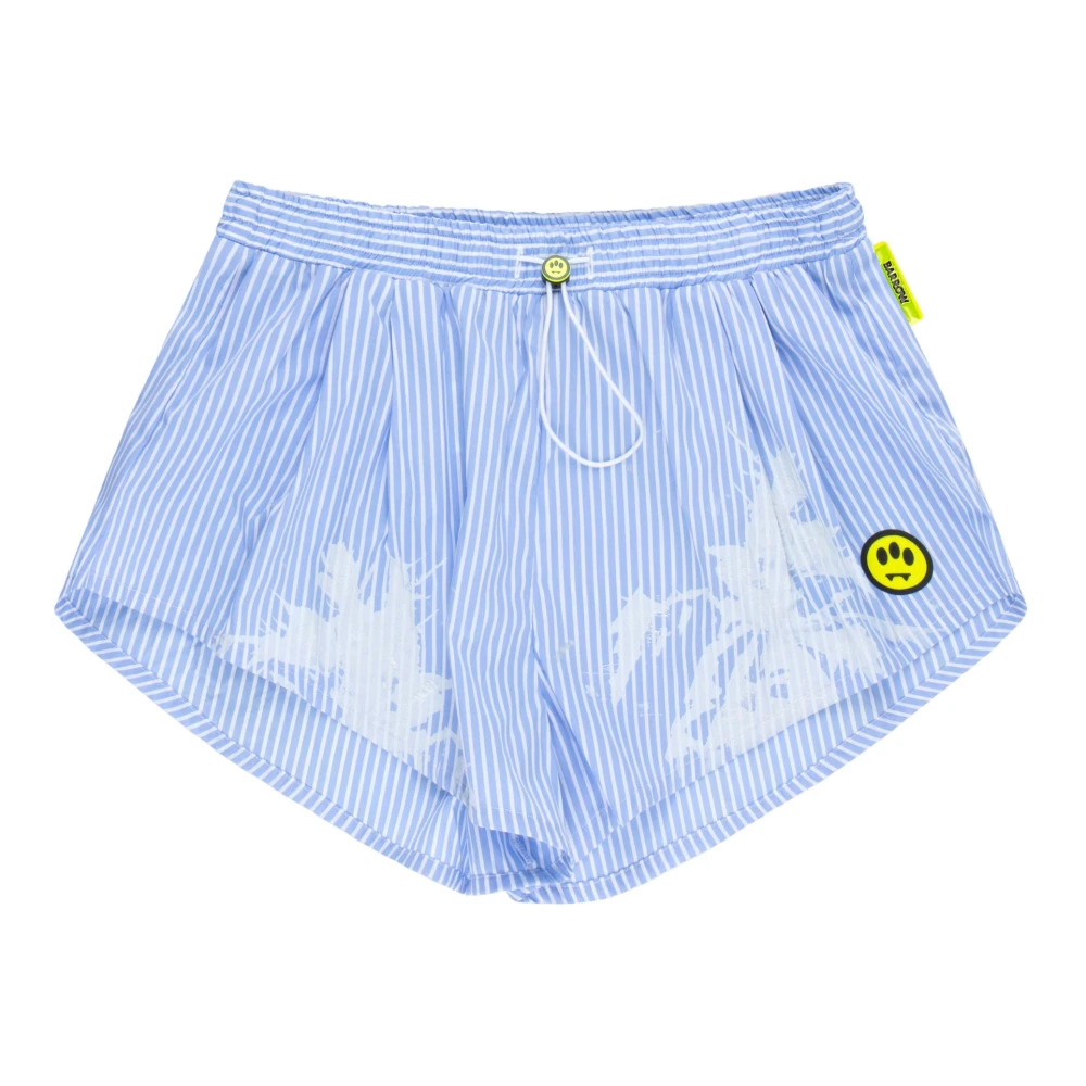 Barrow shorts in popeline 3D Palm Print Blue Dames