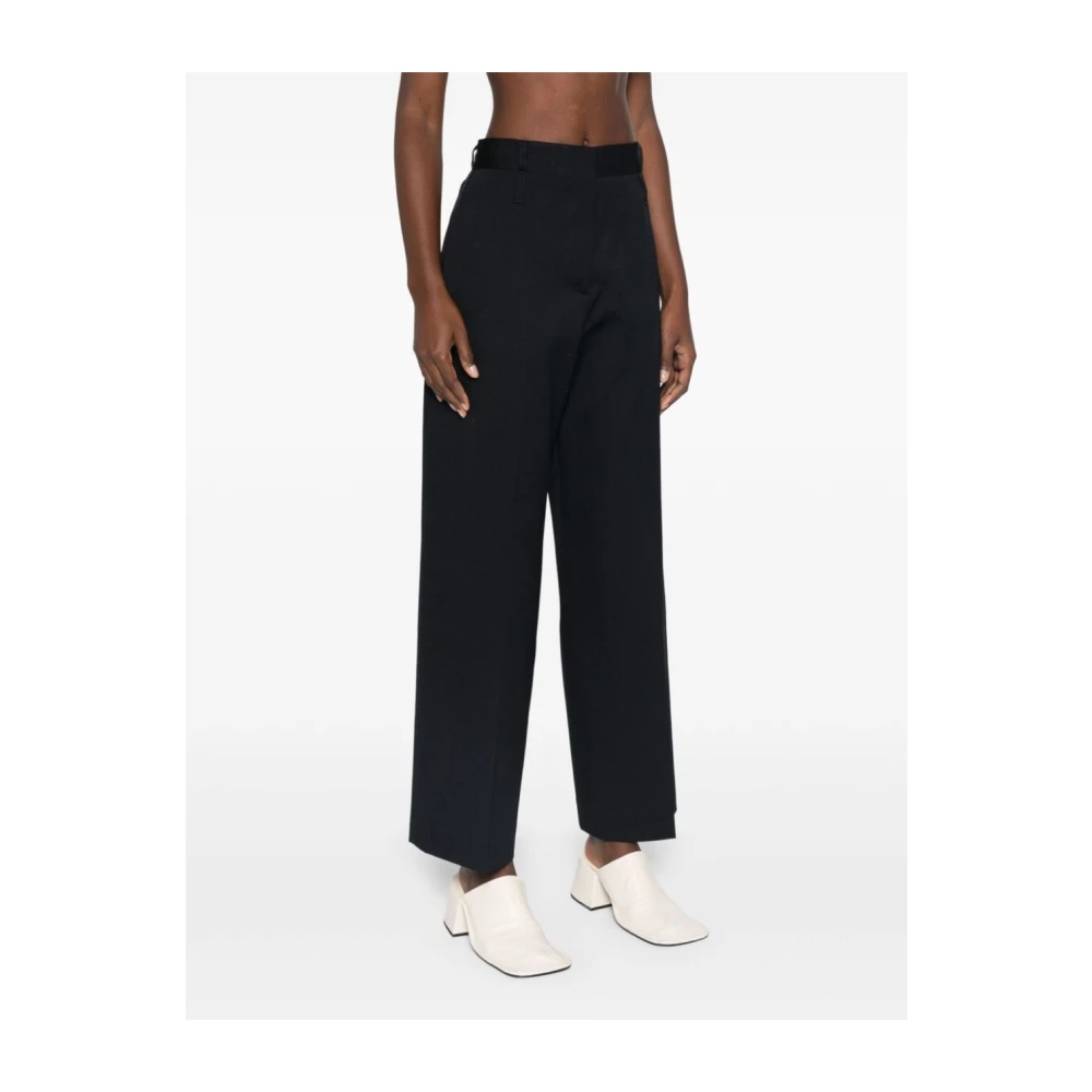 Studio Nicholson Marineblauwe Wol Twill Hoge Taille Broek Blue Dames