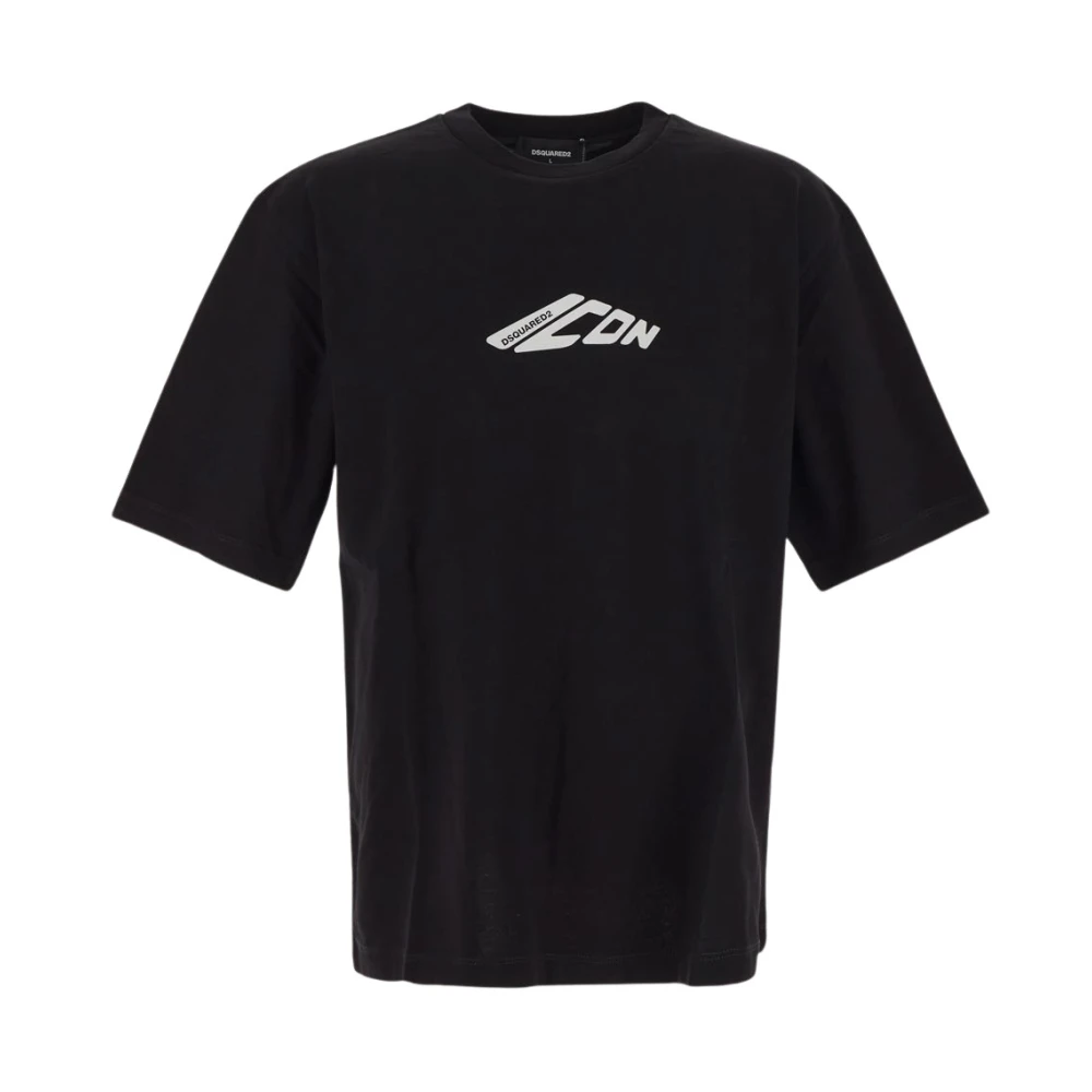 Dsquared2 Logo T-shirt Casual Mode Dragen Black Heren