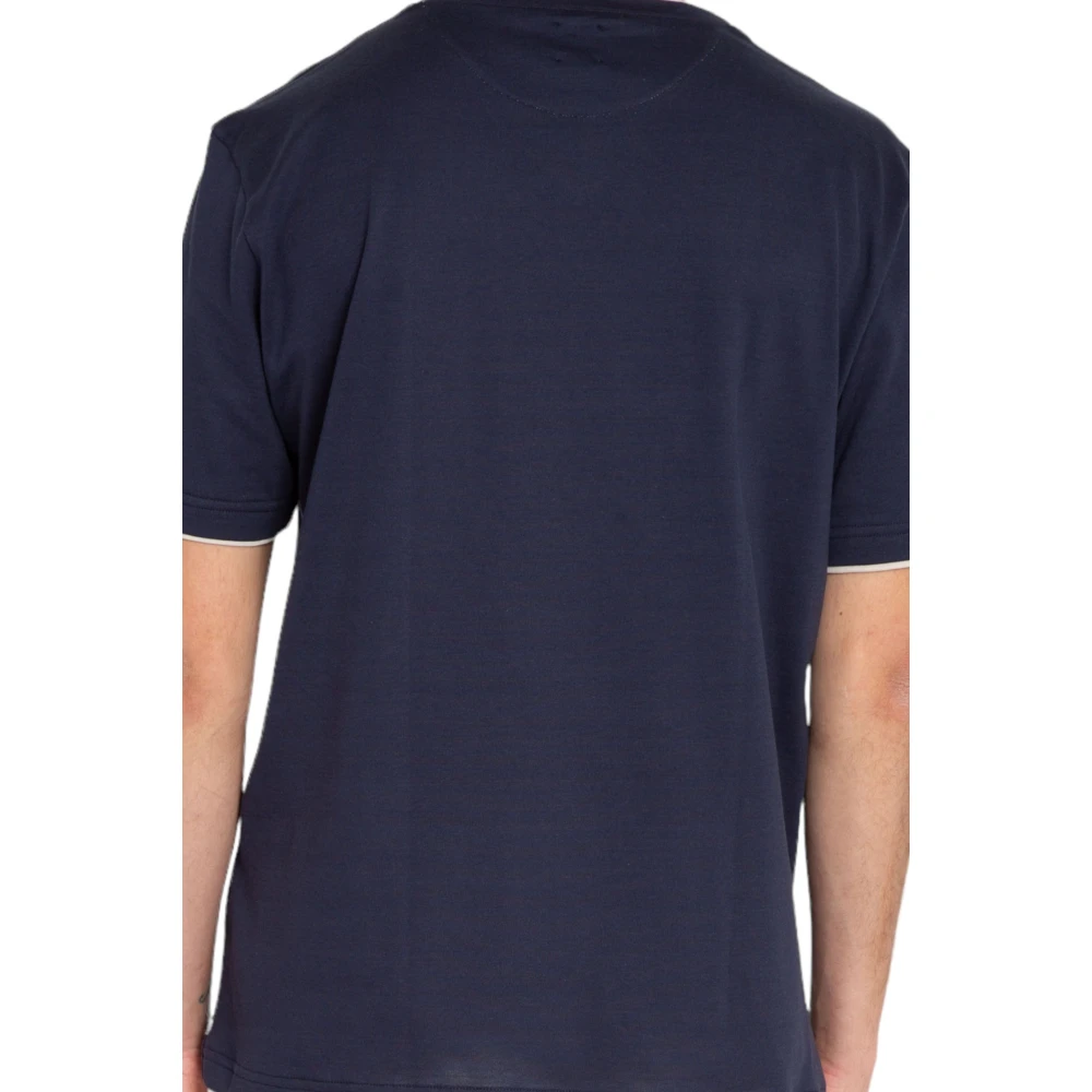 Eleventy V-hals Tee in Giza Katoen Blue Heren