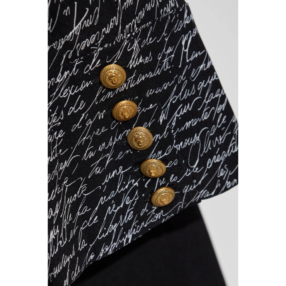 Balmain Zijden top met monogram Black Dames