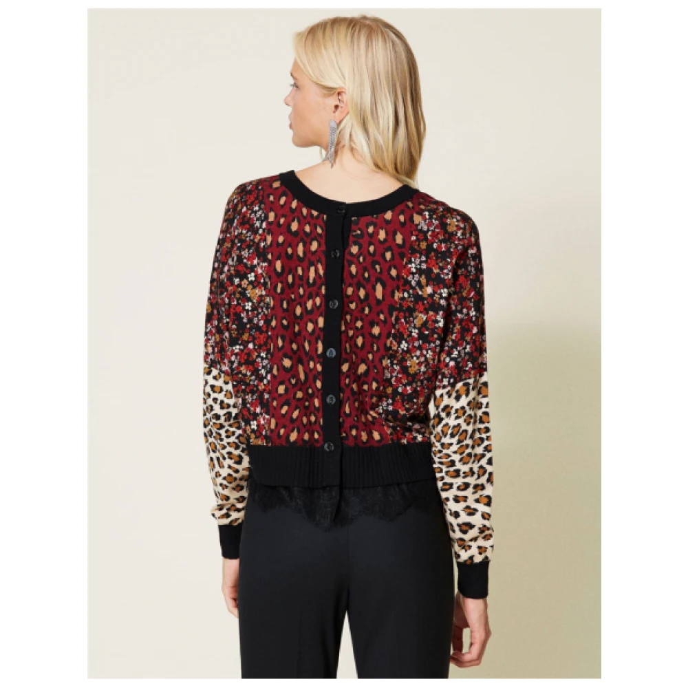 Twinset Leopard Bloemen Cardigan Set Multicolor Dames