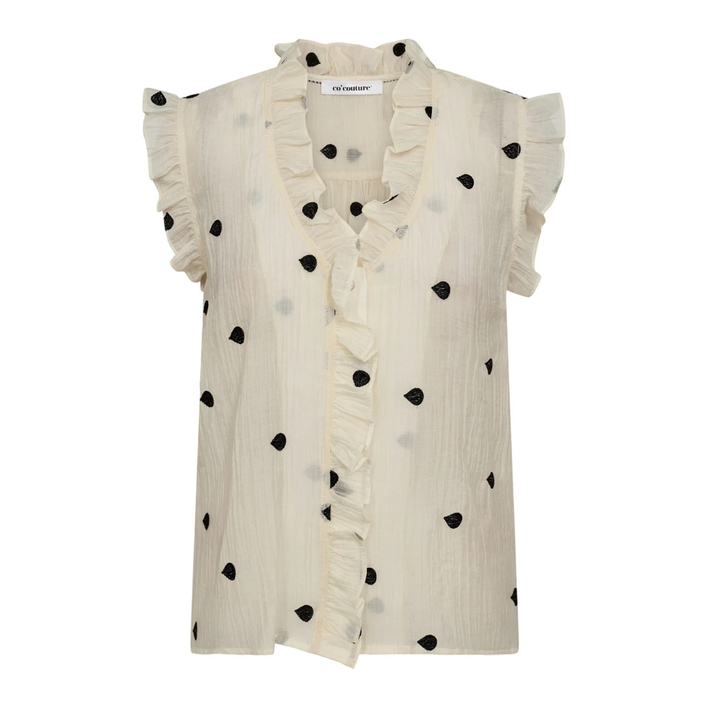 Co'Couture Dropcc Top Blouse met Ruchedetails Beige Dames