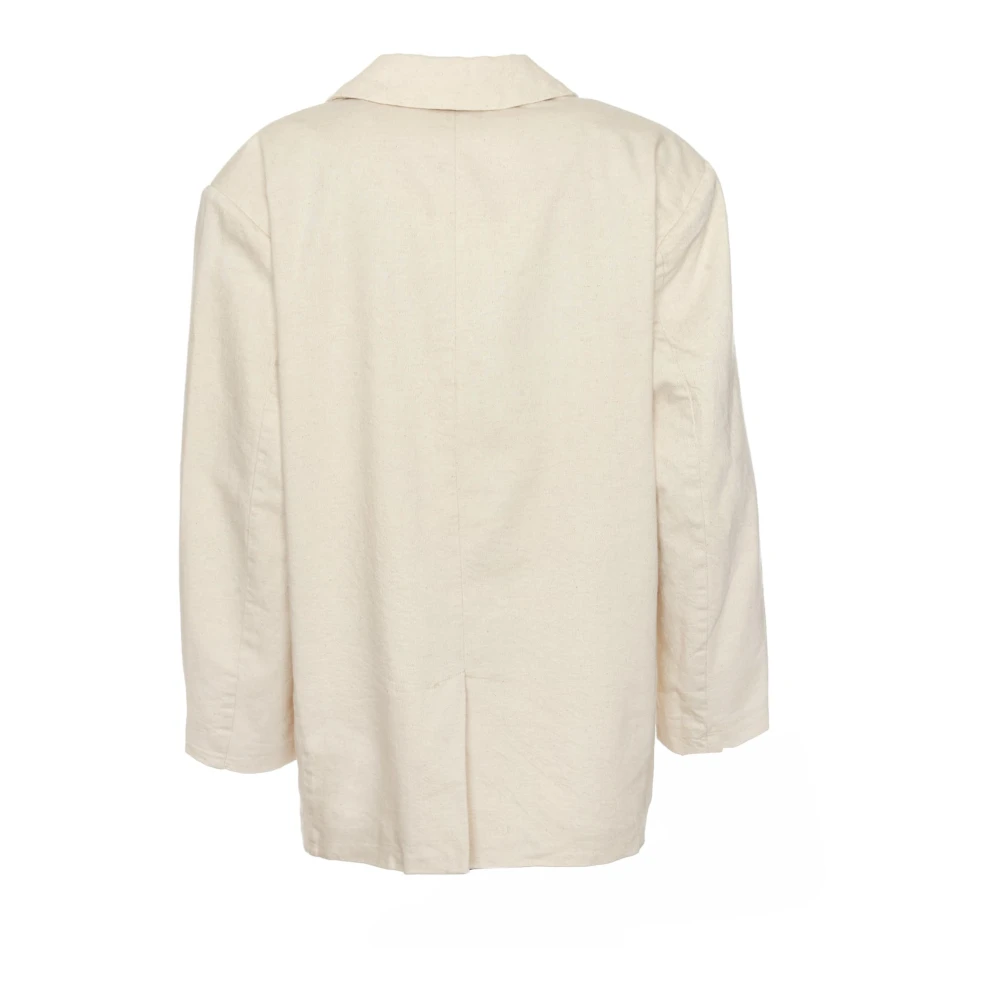 American vintage Klassieke Blazer met Brede Revers Beige Dames