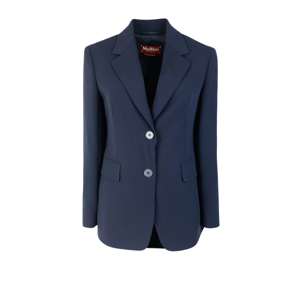 Max Mara Studio Blauwe Jackets Tessuto Triacetaat Polyester Blue Dames
