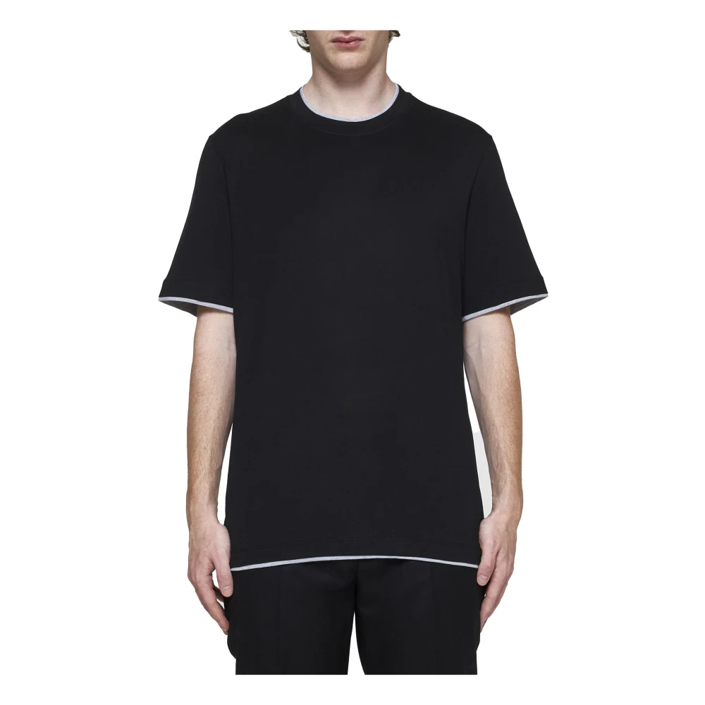 BRUNELLO CUCINELLI Zwart Katoen Crew Neck T-shirt Black Heren