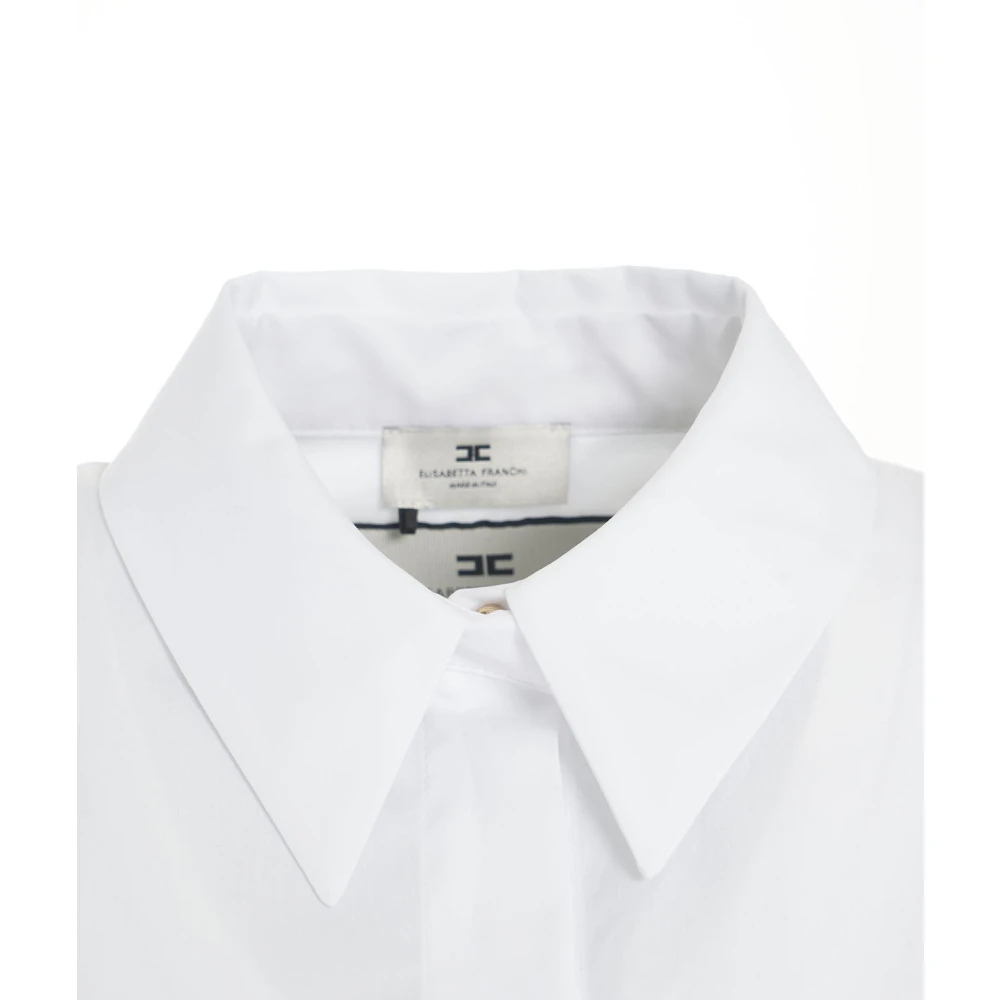 Elisabetta Franchi Witte Blouse met Logo Borduurwerk White Dames