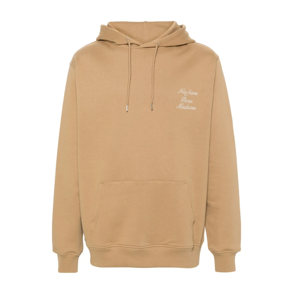 Drole de Monsieur Karamelbruin Geborduurde Slogan Sweater Beige Heren