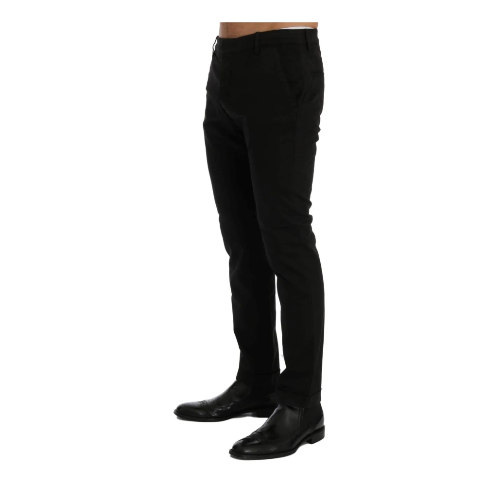 Costume National Zwarte Slim Fit Katoenen Stretchbroek Black Heren