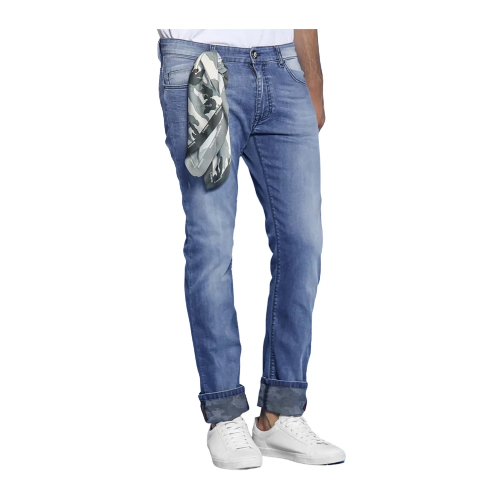 Mason's Slim Fit Blauwe Camouflage Broek Blue Heren