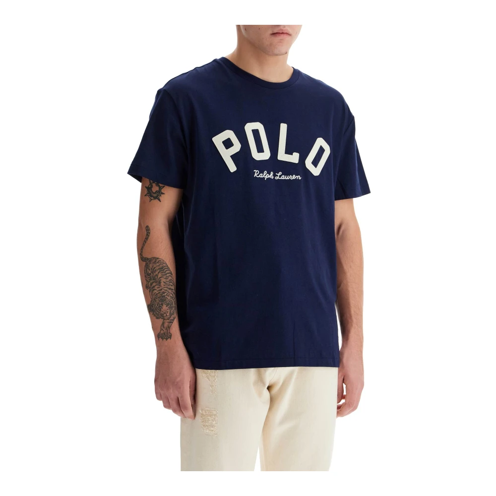 Polo Ralph Lauren Geborduurd Logo Katoenen T-shirt Blue Heren